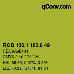 カラーコード: RGB 166.1 180.8 49 | qconv.com