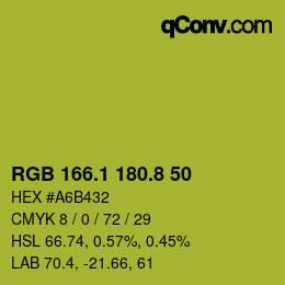 カラーコード: RGB 166.1 180.8 50 | qconv.com