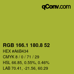 カラーコード: RGB 166.1 180.8 52 | qconv.com