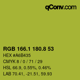 カラーコード: RGB 166.1 180.8 53 | qconv.com
