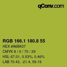 カラーコード: RGB 166.1 180.8 55 | qconv.com