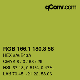 カラーコード: RGB 166.1 180.8 58 | qconv.com