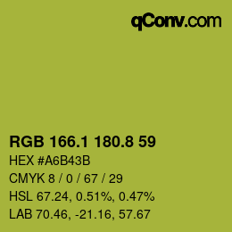 カラーコード: RGB 166.1 180.8 59 | qconv.com