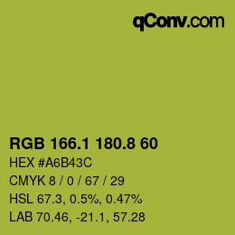 カラーコード: RGB 166.1 180.8 60 | qconv.com
