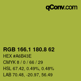 カラーコード: RGB 166.1 180.8 62 | qconv.com