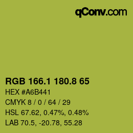 カラーコード: RGB 166.1 180.8 65 | qconv.com
