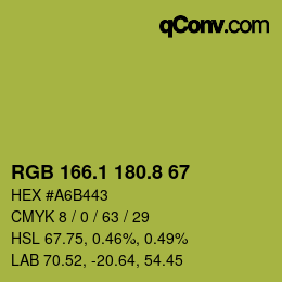 カラーコード: RGB 166.1 180.8 67 | qconv.com
