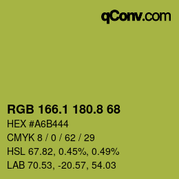カラーコード: RGB 166.1 180.8 68 | qconv.com