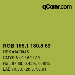 カラーコード: RGB 166.1 180.8 69 | qconv.com