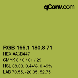カラーコード: RGB 166.1 180.8 71 | qconv.com