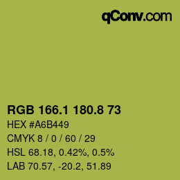カラーコード: RGB 166.1 180.8 73 | qconv.com