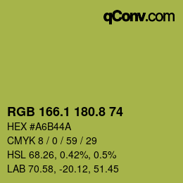 カラーコード: RGB 166.1 180.8 74 | qconv.com
