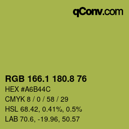 カラーコード: RGB 166.1 180.8 76 | qconv.com