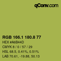 カラーコード: RGB 166.1 180.8 77 | qconv.com
