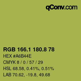 カラーコード: RGB 166.1 180.8 78 | qconv.com