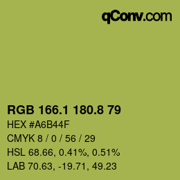 カラーコード: RGB 166.1 180.8 79 | qconv.com