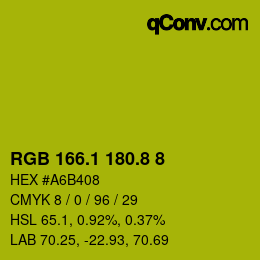 カラーコード: RGB 166.1 180.8 8 | qconv.com