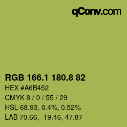カラーコード: RGB 166.1 180.8 82 | qconv.com