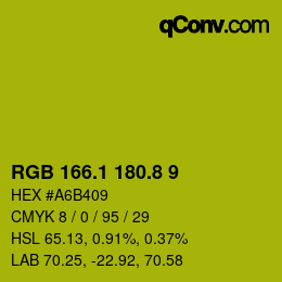 カラーコード: RGB 166.1 180.8 9 | qconv.com