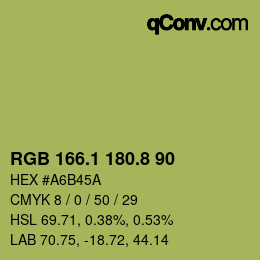 カラーコード: RGB 166.1 180.8 90 | qconv.com