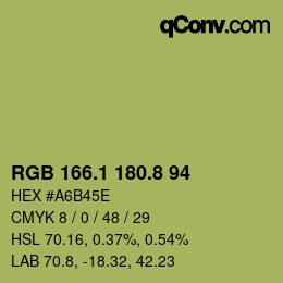 Color code: RGB 166.1 180.8 94 | qconv.com