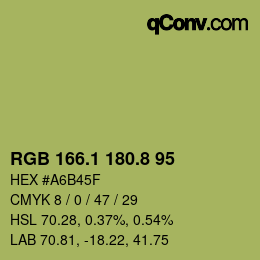 カラーコード: RGB 166.1 180.8 95 | qconv.com