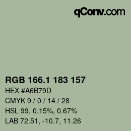 カラーコード: RGB 166.1 183 157 | qconv.com