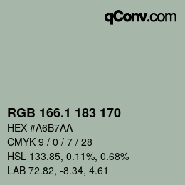 カラーコード: RGB 166.1 183 170 | qconv.com