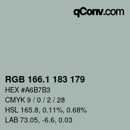 カラーコード: RGB 166.1 183 179 | qconv.com