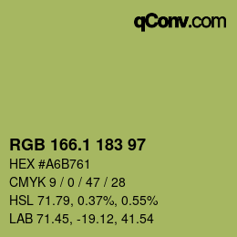 Color code: RGB 166.1 183 97 | qconv.com