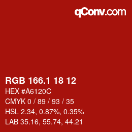 カラーコード: RGB 166.1 18 12 | qconv.com