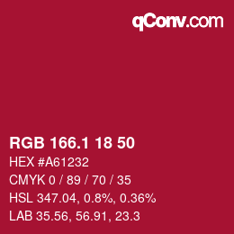 カラーコード: RGB 166.1 18 50 | qconv.com