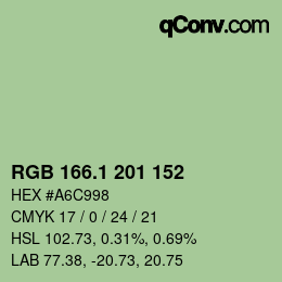 カラーコード: RGB 166.1 201 152 | qconv.com