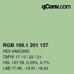カラーコード: RGB 166.1 201 157 | qconv.com
