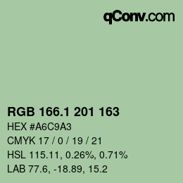 カラーコード: RGB 166.1 201 163 | qconv.com