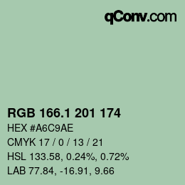 カラーコード: RGB 166.1 201 174 | qconv.com