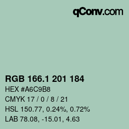 カラーコード: RGB 166.1 201 184 | qconv.com