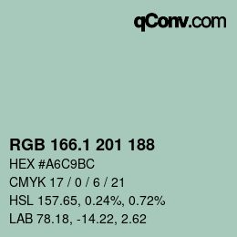 カラーコード: RGB 166.1 201 188 | qconv.com