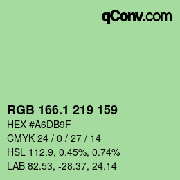 カラーコード: RGB 166.1 219 159 | qconv.com