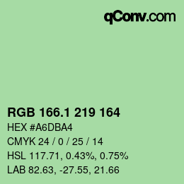 カラーコード: RGB 166.1 219 164 | qconv.com