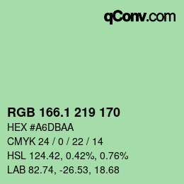 カラーコード: RGB 166.1 219 170 | qconv.com