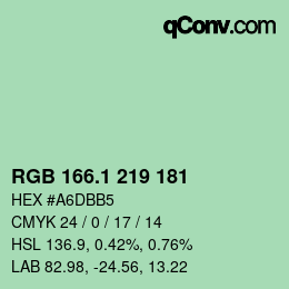 カラーコード: RGB 166.1 219 181 | qconv.com