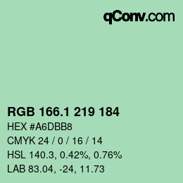 カラーコード: RGB 166.1 219 184 | qconv.com