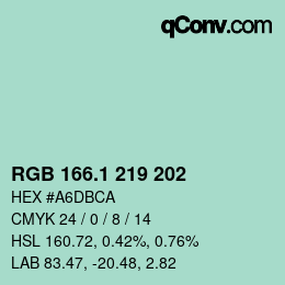 Color code: RGB 166.1 219 202 | qconv.com