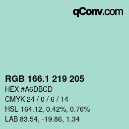 カラーコード: RGB 166.1 219 205 | qconv.com