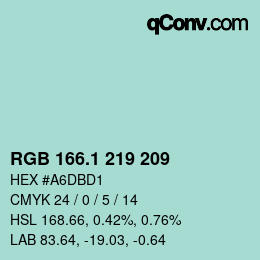 カラーコード: RGB 166.1 219 209 | qconv.com
