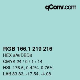 Color code: RGB 166.1 219 216 | qconv.com