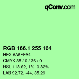 カラーコード: RGB 166.1 255 164 | qconv.com