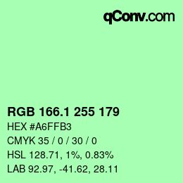 カラーコード: RGB 166.1 255 179 | qconv.com