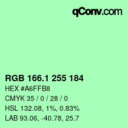 カラーコード: RGB 166.1 255 184 | qconv.com